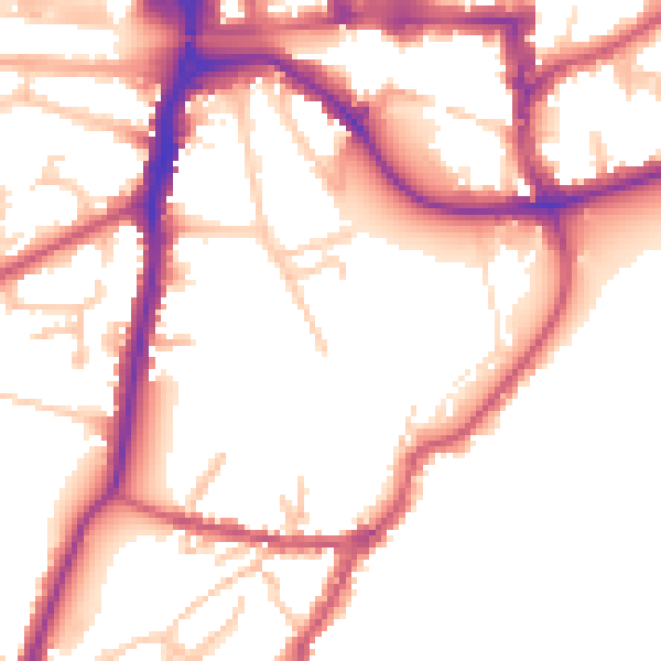 Daytime road noise heatmap for HA1 3BD