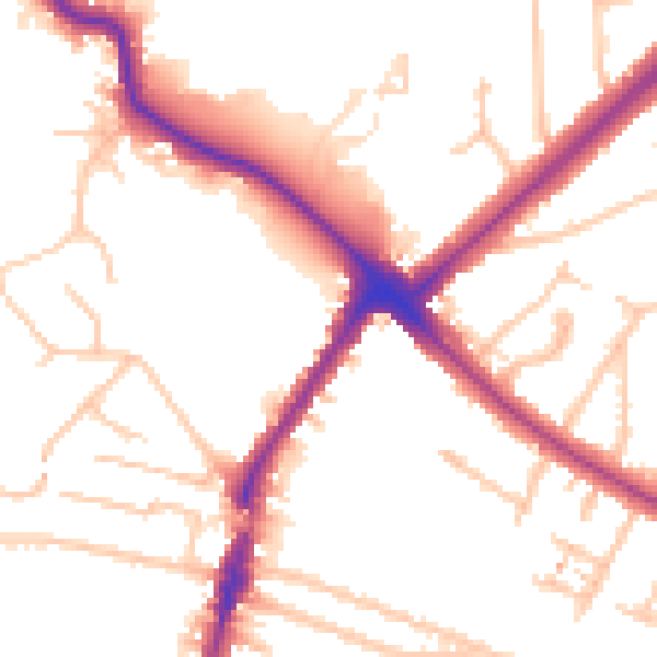 Daytime road noise heatmap for HA1 3QG
