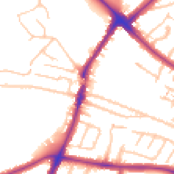 Daytime road noise heatmap for HA1 3QU