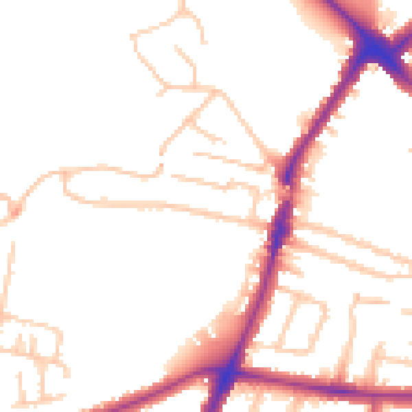 Daytime road noise heatmap for HA1 3RD