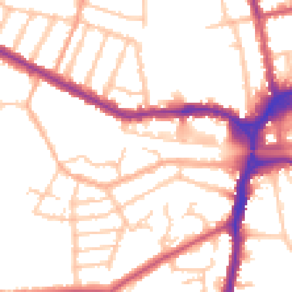 Daytime road noise heatmap for HA1 4EN