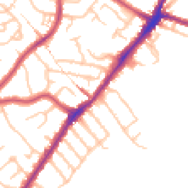Daytime road noise heatmap for HA2 0AQ