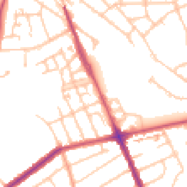 Daytime road noise heatmap for HA2 6QR