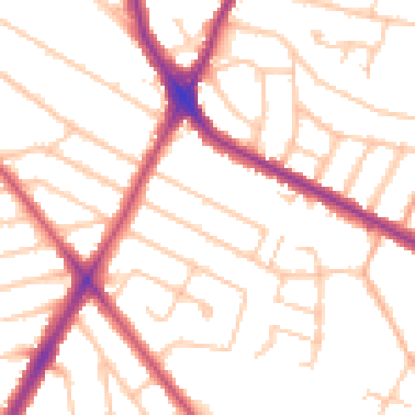 Daytime road noise heatmap for HA2 7AL