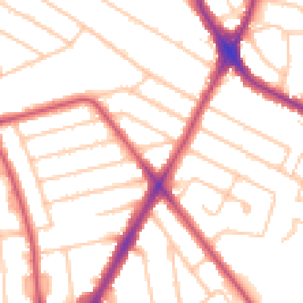 Daytime road noise heatmap for HA2 7NP