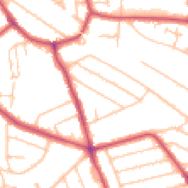 Daytime road noise heatmap for HA2 7QN