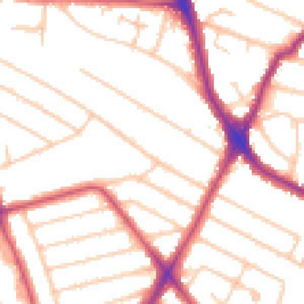 Daytime road noise heatmap for HA2 7RA