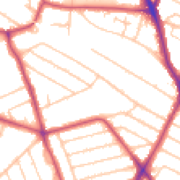 Daytime road noise heatmap for HA2 7RQ