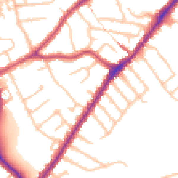 Daytime road noise heatmap for HA2 8EG