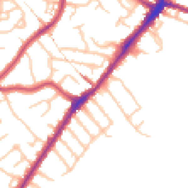 Daytime road noise heatmap for HA2 8HN