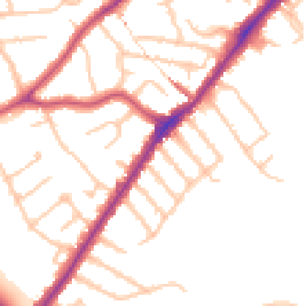 Daytime road noise heatmap for HA2 8HX