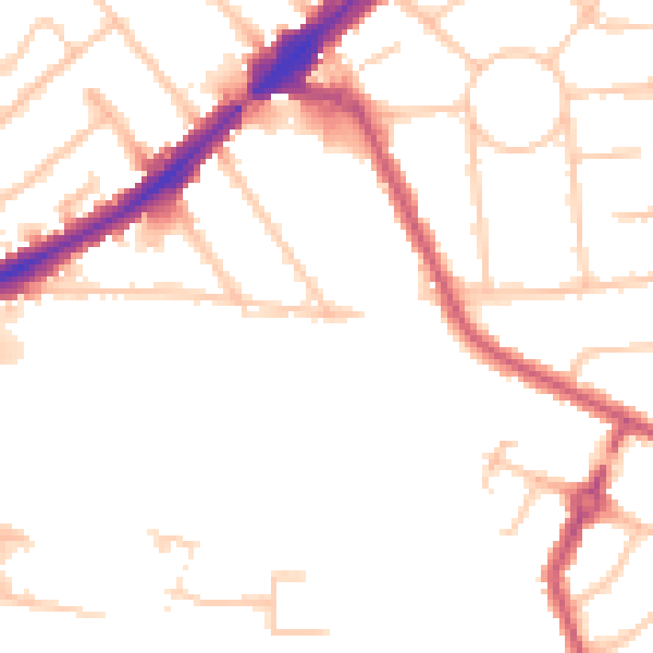 Daytime road noise heatmap for HA3 0AT