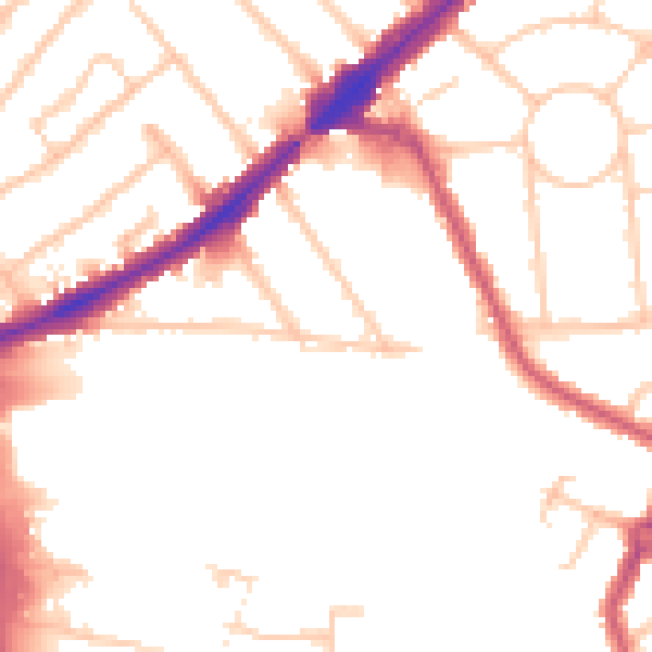Daytime road noise heatmap for HA3 0AU