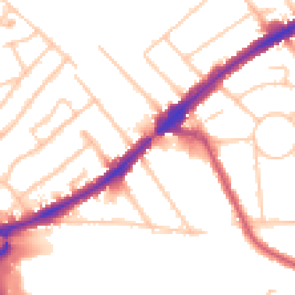 Daytime road noise heatmap for HA3 0AZ