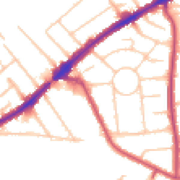 Daytime road noise heatmap for HA3 0BQ