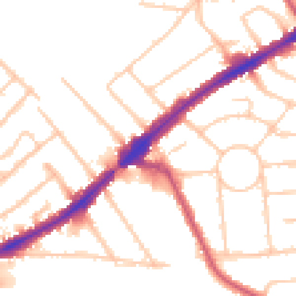 Daytime road noise heatmap for HA3 0BS