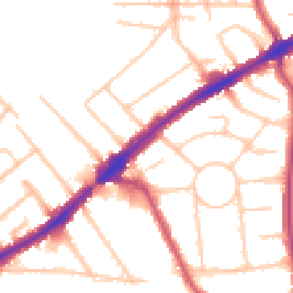 Daytime road noise heatmap for HA3 0BT