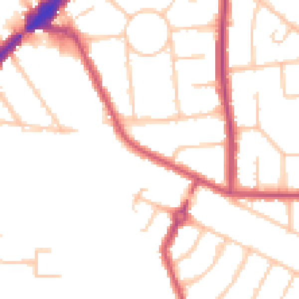 Daytime road noise heatmap for HA3 0DD