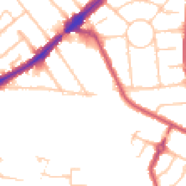 Daytime road noise heatmap for HA3 0DG