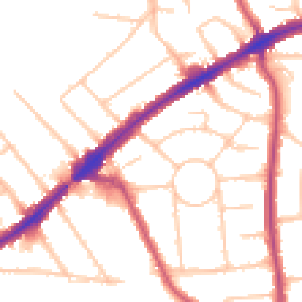 Daytime road noise heatmap for HA3 0DL