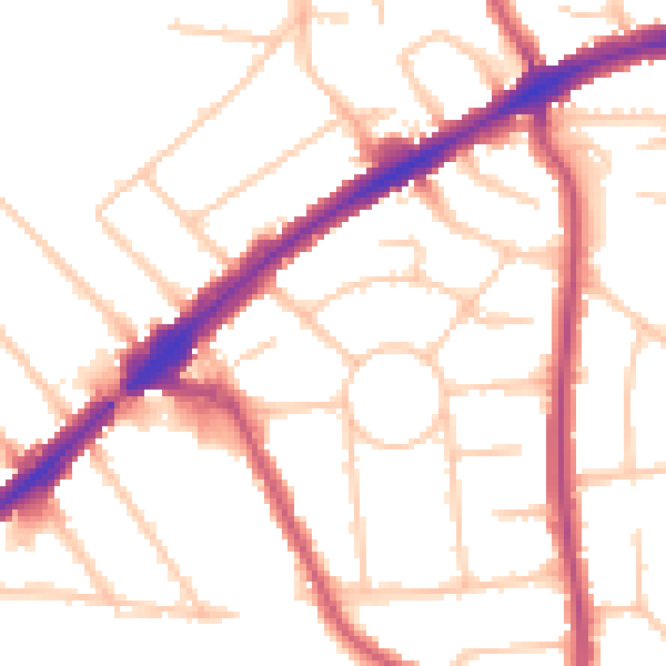 Daytime road noise heatmap for HA3 0DN