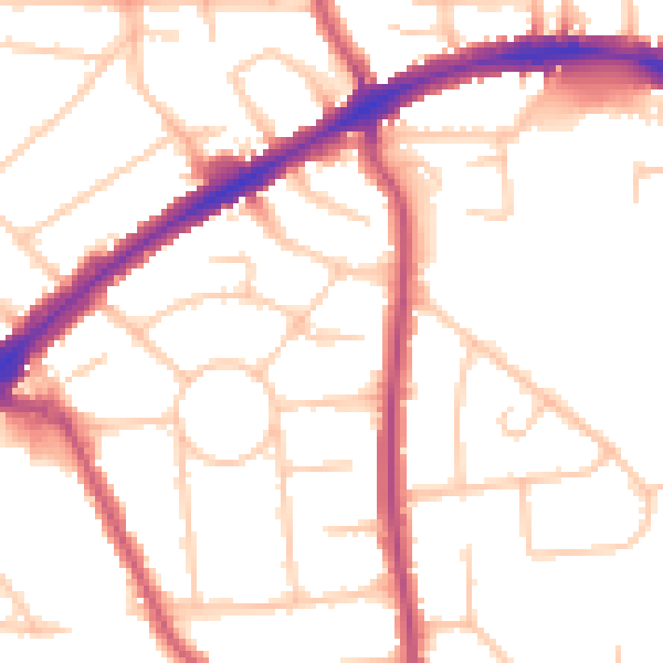 Daytime road noise heatmap for HA3 0DT