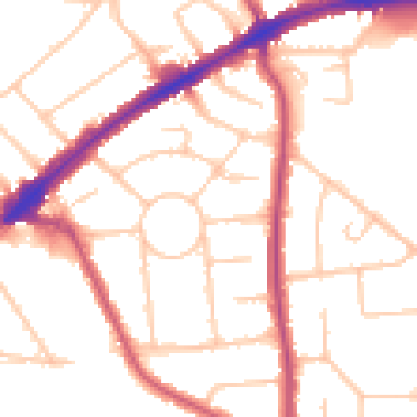 Daytime road noise heatmap for HA3 0DU