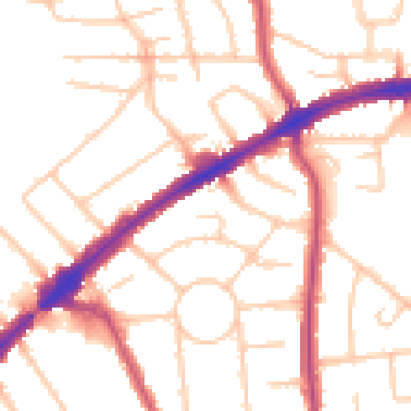 Daytime road noise heatmap for HA3 0DW