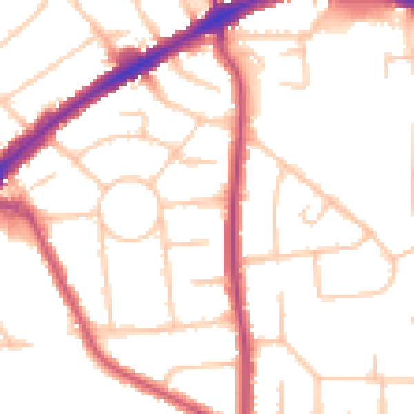 Daytime road noise heatmap for HA3 0DX