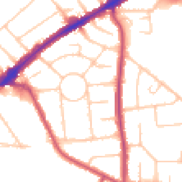 Daytime road noise heatmap for HA3 0DY