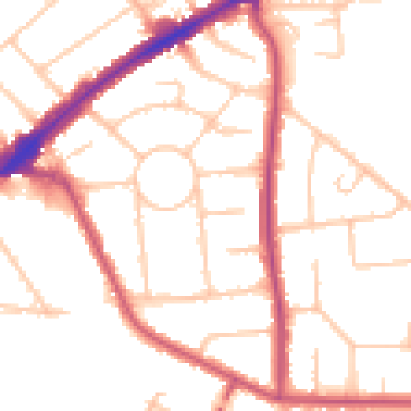 Daytime road noise heatmap for HA3 0DZ