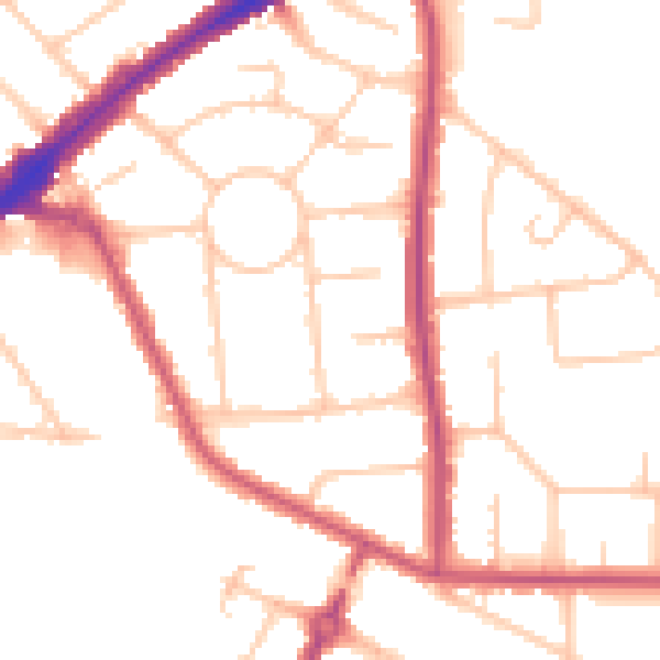 Daytime road noise heatmap for HA3 0EB