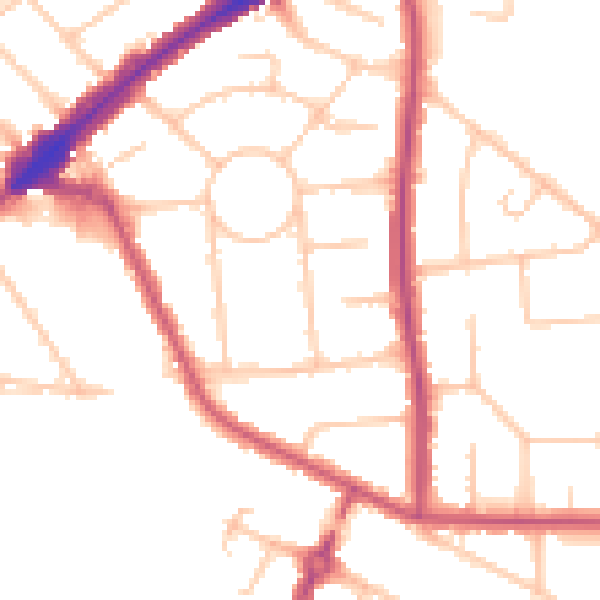 Daytime road noise heatmap for HA3 0ED