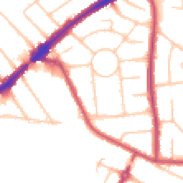 Daytime road noise heatmap for HA3 0EG