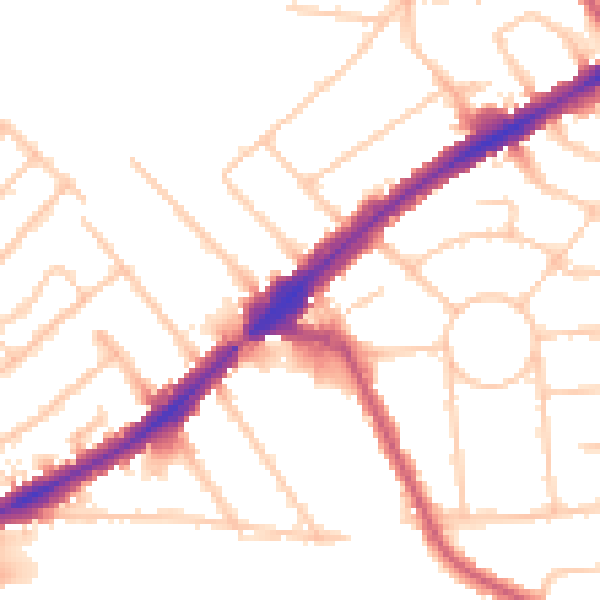 Daytime road noise heatmap for HA3 0EY