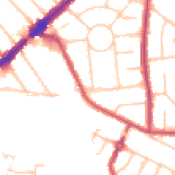 Daytime road noise heatmap for HA3 0LJ