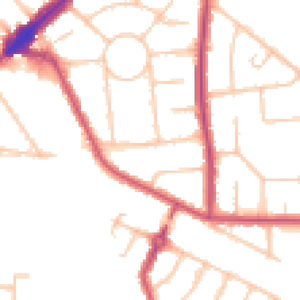 Daytime road noise heatmap for HA3 0LL