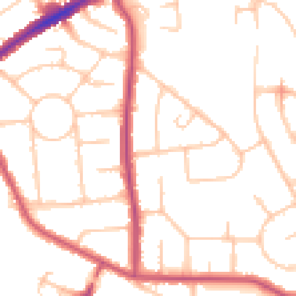 Daytime road noise heatmap for HA3 0LP