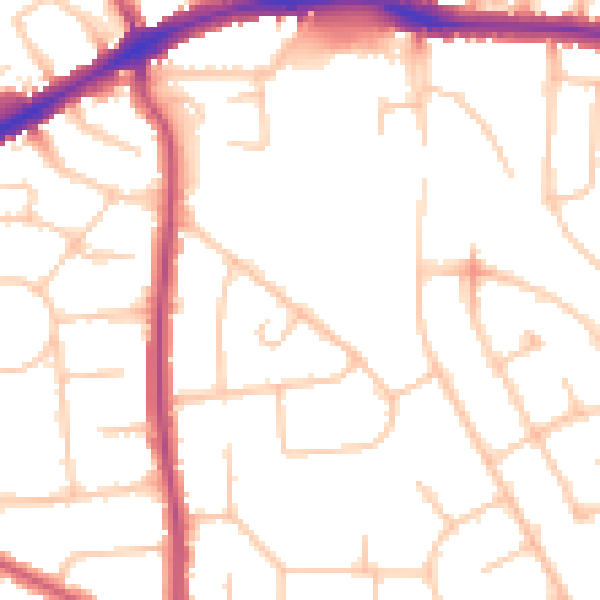 Daytime road noise heatmap for HA3 0NB