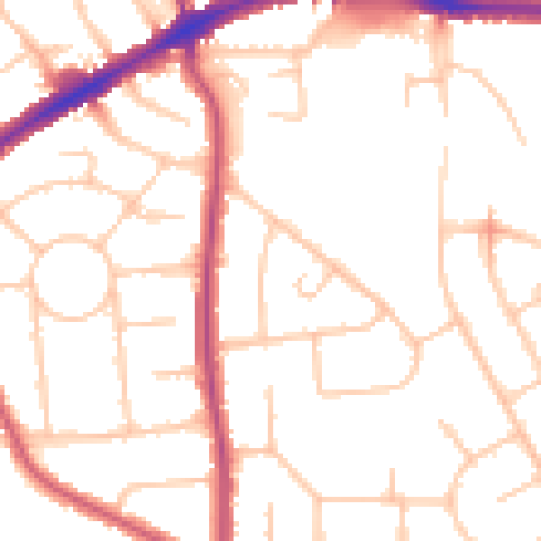 Daytime road noise heatmap for HA3 0NQ