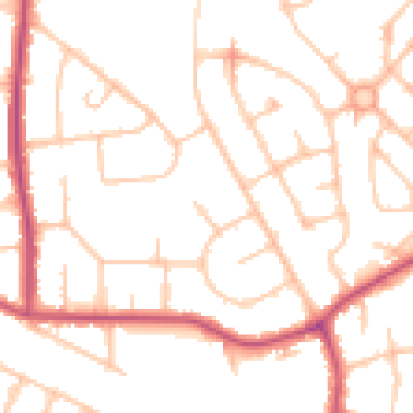 Daytime road noise heatmap for HA3 0RQ