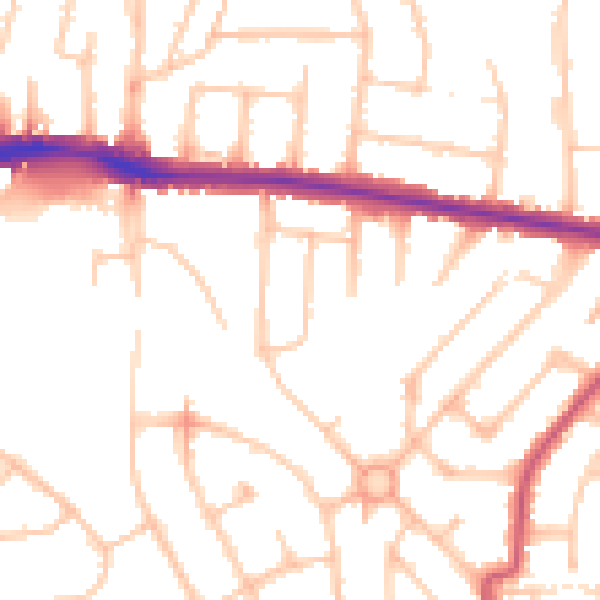 Daytime road noise heatmap for HA3 0TT
