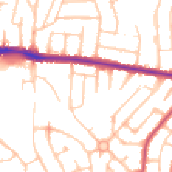 Daytime road noise heatmap for HA3 0TU