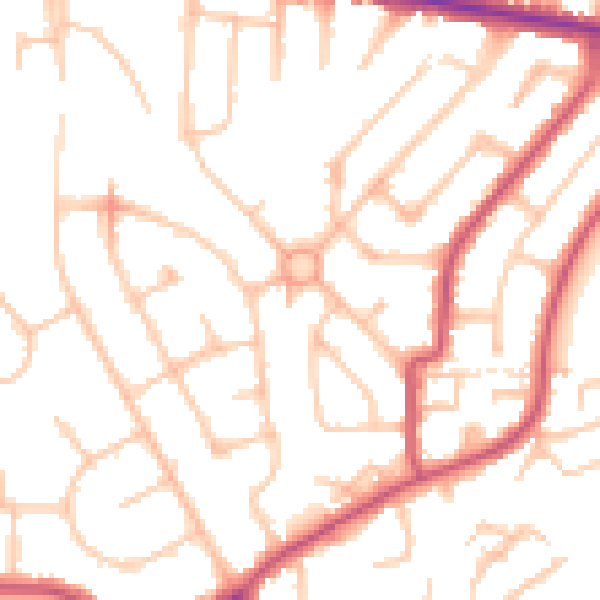 Daytime road noise heatmap for HA3 0TY