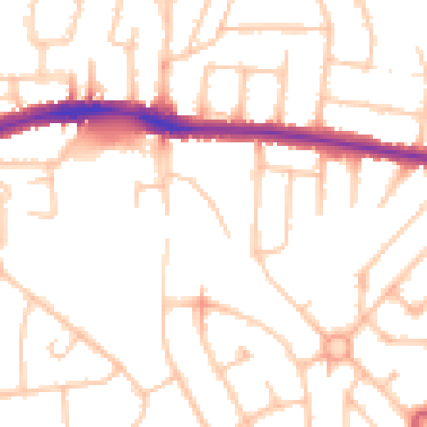 Daytime road noise heatmap for HA3 0UT