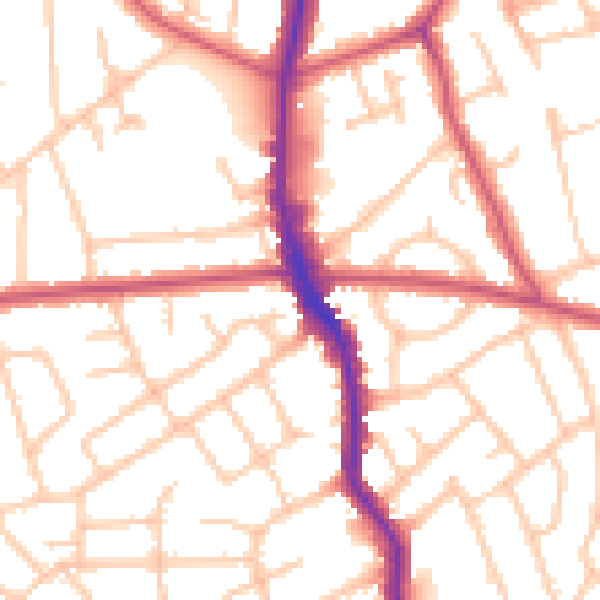 Daytime road noise heatmap for HA3 5EQ
