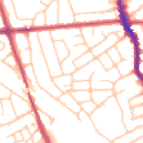 Daytime road noise heatmap for HA3 5EZ