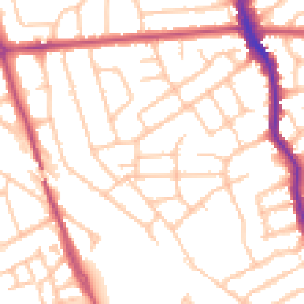 Daytime road noise heatmap for HA3 5HY