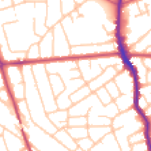 Daytime road noise heatmap for HA3 5JU