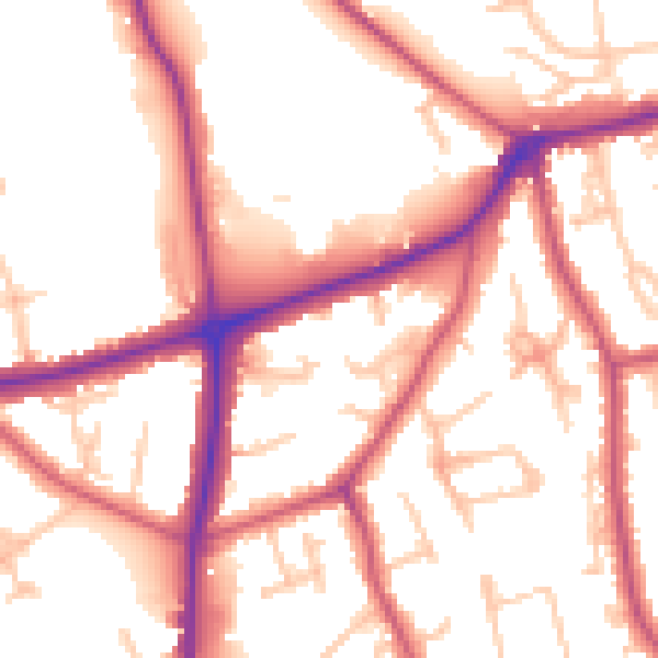 Daytime road noise heatmap for HA3 6DD